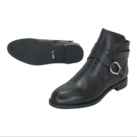 Lauren Ralph Lauren Hermione Black Leather Womens Ankle Boots Size 5B - Picture 12 of 13